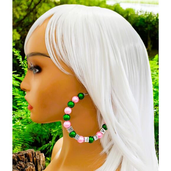 AKA Alpha Kappa Alpha Earrings Hoop - Picture 3 of 10